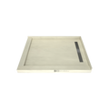 Redi Trench® 48 In x 60 In Left Double Threshold Corner Tileable Shower Pan Base with Right Drain and Linear Trench