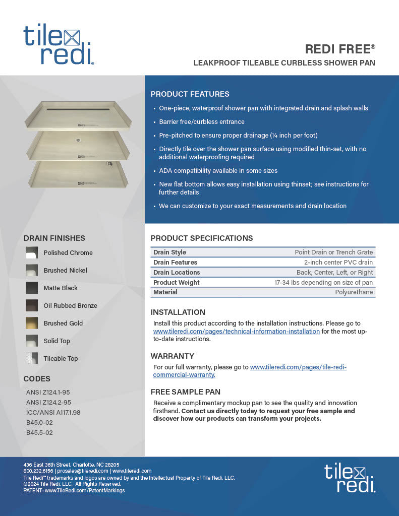 Technical Spec Sheet - Redi Free