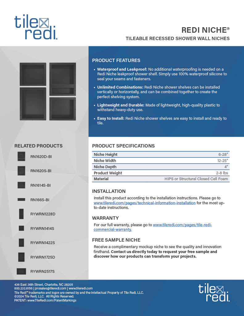 Technical Spec Sheet - Redi Niche