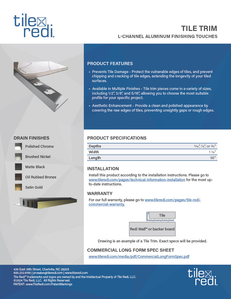 Technical Spec Sheet - Tile Trim