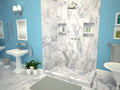 WonderFall Trench® 36 In x 48 In Right Dual Curb Corner Shower Pan with Left Drain and Linear Tileable Drain Grate