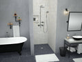 Redi Free® 48 In x 37 In Barrier Free Shower Pan with Center Drain and Round Polished Chrome Drain Grate