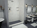 Redi Base® 30 In x 60 In Single Curb Shower Pan with Left Drain 13 In from Back Wall and Round Polished Chrome Drain Grate