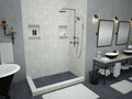 WonderFall Trench® 42 In x 72 In Left Dual Curb Corner Shower Pan with Right Drain and Linear Tileable Drain Grate