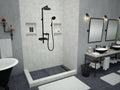Redi Trench® 42 In x 60 In Left Dual Curb Corner Shower Pan with Right Drain and Linear Matte Black Drain Grate