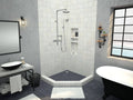 Redi Neo® 40 In x 40 In Neo Angle Corner Shower Pan with Back Drain and Round Polished Chrome Drain Grate