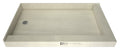 Redi Base® 42 In x 60 In Right Dual Curb Corner Shower Pan with Left Drain and Round Polished Chrome Drain Grate