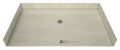 Redi Free® 31 In x 63 In Barrier Free Shower Pan with Center Drain and Round Polished Chrome Drain Grate