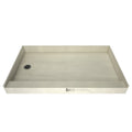 Redi Base® 42 In x 48 In Single Curb Shower Pan with Left Drain and Round Brushed Nickel Drain Grate