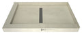 Redi Trench 42 In x 60 In Dual Left Threshold Shower Base with Center Drain and Solid Brushed Nickel Trench Grate