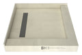 Redi Trench® 42 In x 42 In Right Dual Curb Corner Shower Pan with Left Drain and Linear Solid Brushed Nickel Drain Grate