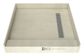 Redi Trench® 42 In x 42 In Single Curb Shower Pan with Right Drain and Linear Polished Chrome Drain Grate