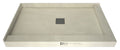 Wonder Drain® 36 In x 48 In Right Dual Curb Corner Shower Pan with Center Drain and Square Tileable Drain Grate
