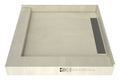 WonderFall Trench® 36 In x 36 In Left Dual Curb Corner Shower Pan with Right Drain and Linear Tileable Drain Grate