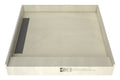 WonderFall Trench® 36 In x 36 In Single Curb Shower Pan with Left Drain and Linear Tileable Drain Grate