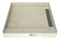 WonderFall Trench® 36 In x 36 In Single Curb Shower Pan with Right Drain and Linear Tileable Drain Grate