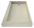 Redi Base® 42 In x 60 In Right Dual Curb Corner Shower Pan with Left Drain and Round Polished Chrome Drain Grate