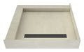 Redi Trench® Double Curb Shower Pan With Right Linear Drain & Brushed Nickel Designer Grate, 42″D x 42″W