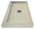Wonder Drain® 36 In x 48 In Right Dual Curb Corner Shower Pan with Center Drain and Square Tileable Drain Grate
