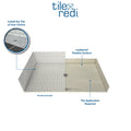 Redi Free® 48 In x 37 In Barrier Free Shower Pan with Center Drain and Round Polished Chrome Drain Grate