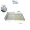 Redi Trench® 42 In x 60 In Left Dual Curb Corner Shower Pan with Right Drain and Linear Matte Black Drain Grate
