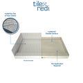 WonderFall Trench® 32 In x 48 In Left Dual Curb Corner Shower Pan with Right Drain and Linear Tileable Drain Grate